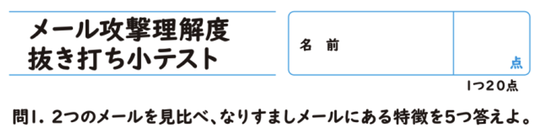 メール攻撃理解度抜き打ち小テスト
